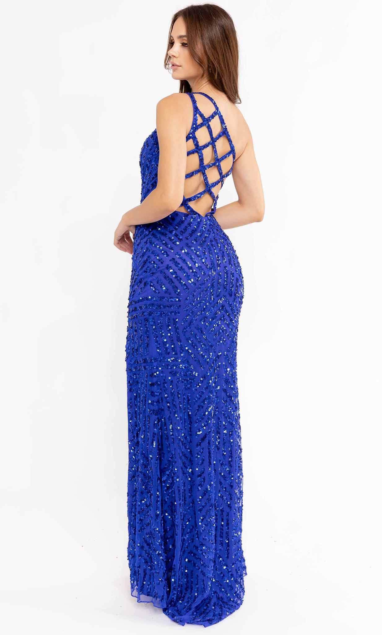 Primavera Couture 3951 - Sequined Cutout Back Prom Gown - view 7