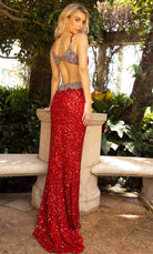 Primavera Couture 3955 - V-neck Sequined Prom Dress - detail view