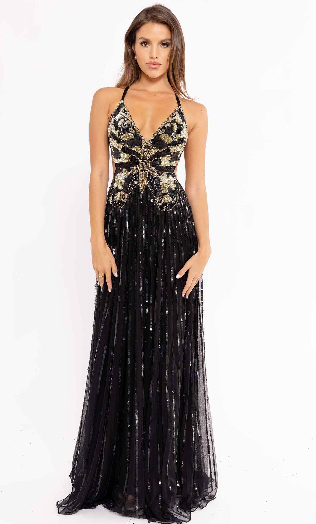 Primavera Couture 3957 - Beaded Butterfly A-Line Prom Gown - designer prom dress at Silhouette Dresses