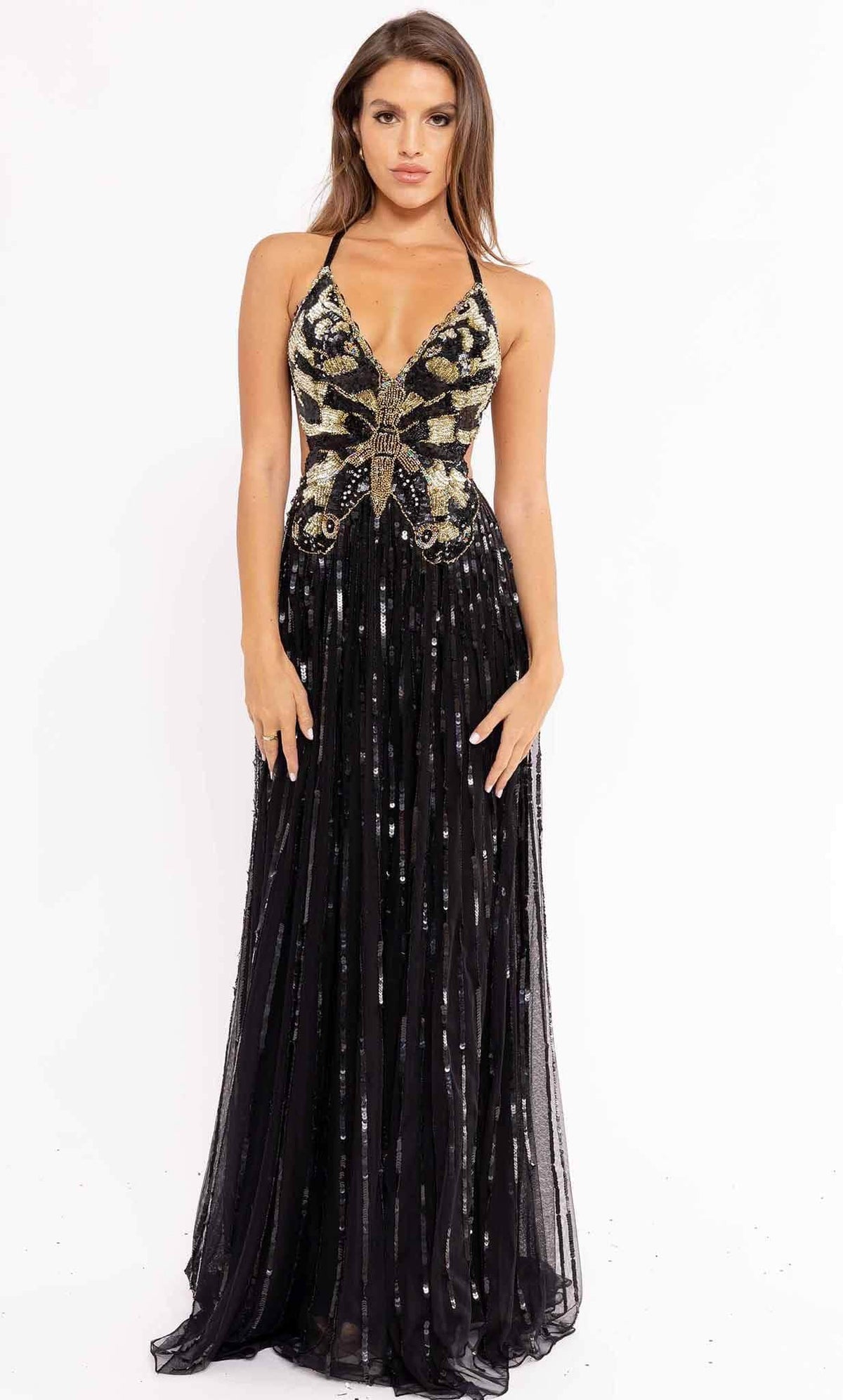 Primavera Couture 3957 - Beaded Butterfly A-Line Prom Gown - designer prom dress at Silhouette Dresses