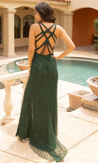 Primavera Couture 3969 - V Neck Embellished Strappy Long Gown - back view
