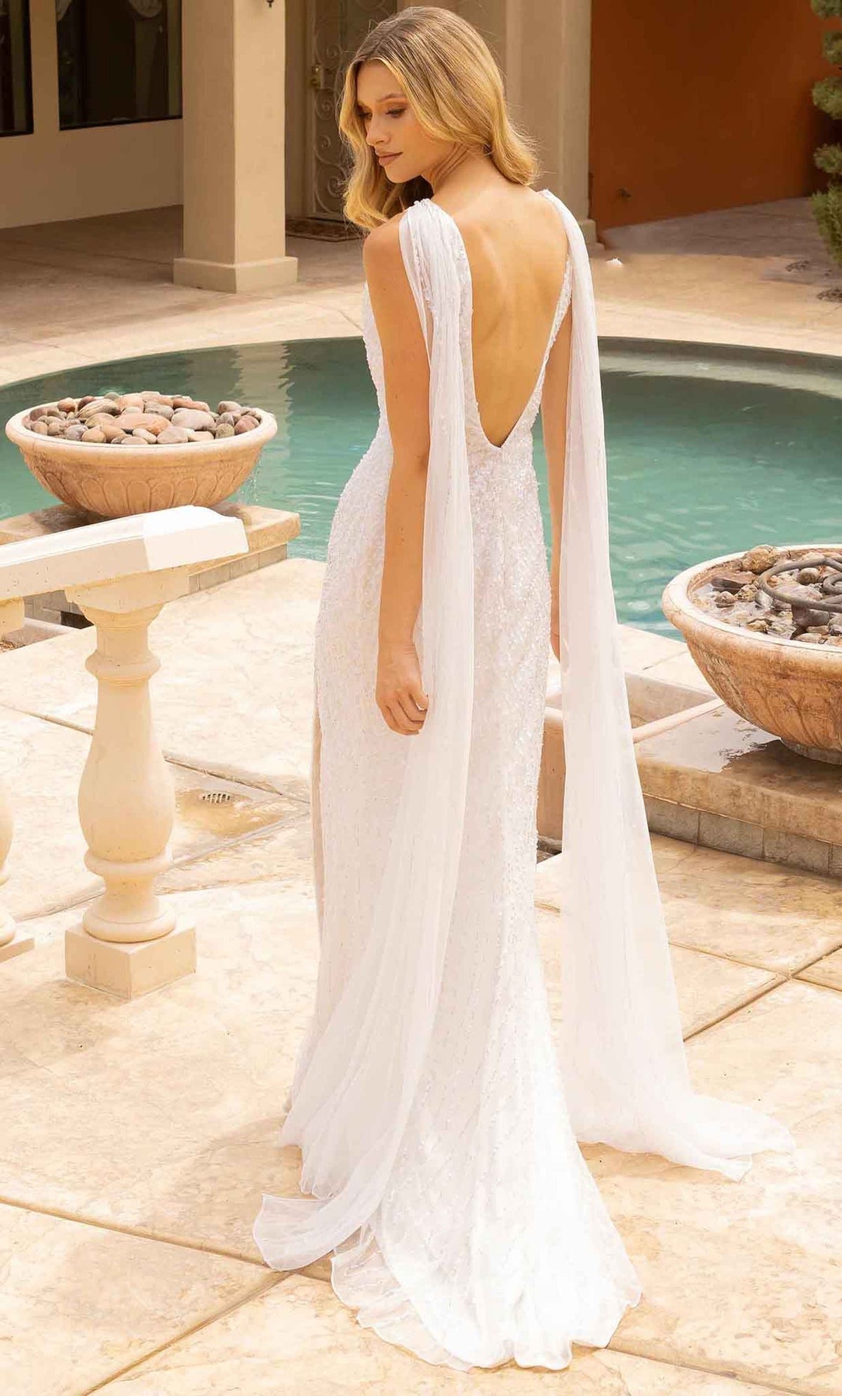 Primavera Couture 3971 - Sequined Prom Gown with Cape