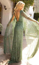 Primavera Couture 3971 - Sequined Prom Gown with Cape - view 9
