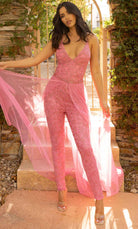Primavera Couture 3973 - Open Strappy Back Beaded Jumpsuit - detail view