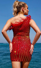 Primavera Couture 4002 - Feather Asymmetrical Cocktail Dress - view 9