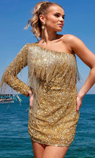 Primavera Couture 4003 - Bead Fringed Homecoming Dress - view 7