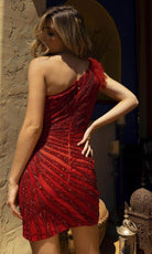 Primavera Couture 4004 - Asymmetrical Feather Cocktail Dress