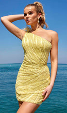 Primavera Couture 4004 - Asymmetrical Feather Cocktail Dress - view 8