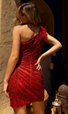 Primavera Couture 4004 - Asymmetrical Feather Cocktail Dress - view 7