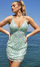 Primavera Couture 4013 - Fitted V-Neck Cocktail Dress
