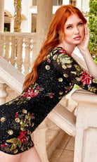 Primavera Couture 4014 - Floral Sequin Homecoming Dress - view 5