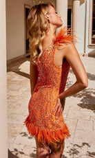 Primavera Couture 4029 - Feather Ornate Homecoming Dress - view 5