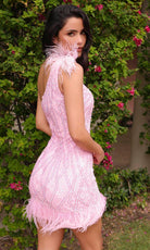 Primavera Couture 4029 - Feather Ornate Homecoming Dress - view 6