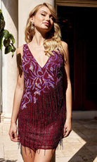 Primavera Couture 4031 - Tassels Sheath Cocktail Dress