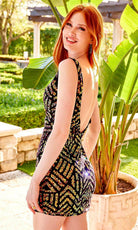 Primavera Couture 4053 - Geo Beaded Homecoming Dress - detail view
