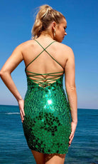 Primavera Couture 4056 - V-Neck Cut Glass Cocktail Dress