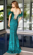 Primavera Couture 4105 - Sequin Motif Prom Dress with Slit - view 14