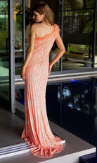 Primavera Couture 4112 - Feather Fringed Sheath Prom Dress