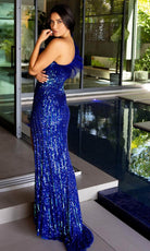 Primavera Couture 4112 - Feather Fringed Sheath Prom Dress