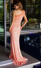 Primavera Couture 4112 - Feather Fringed Sheath Prom Dress - detail view