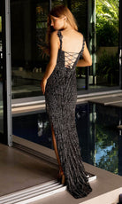 Primavera Couture 4127 - Fringed Off Shoulder Prom Dress
