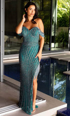 Primavera Couture 4127 - Fringed Off Shoulder Prom Dress