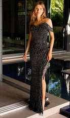Primavera Couture 4127 - Fringed Off Shoulder Prom Dress - designer prom dress at Silhouette Dresses