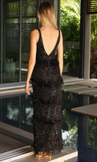 Primavera Couture 4132 - Fringed V-Neck Prom Dress