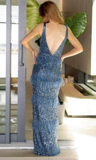 Primavera Couture 4132 - Fringed V-Neck Prom Dress