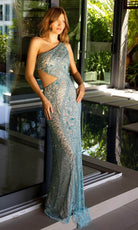 Primavera Couture 4135 - Cutout Embellished Prom Dress - back view