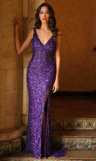 Primavera Couture 4153 - Sequin Adorned V-Neck Prom Dress - view 7