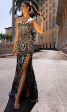 Primavera Couture 4156 - Mosaic Motif Prom Dress - detail view