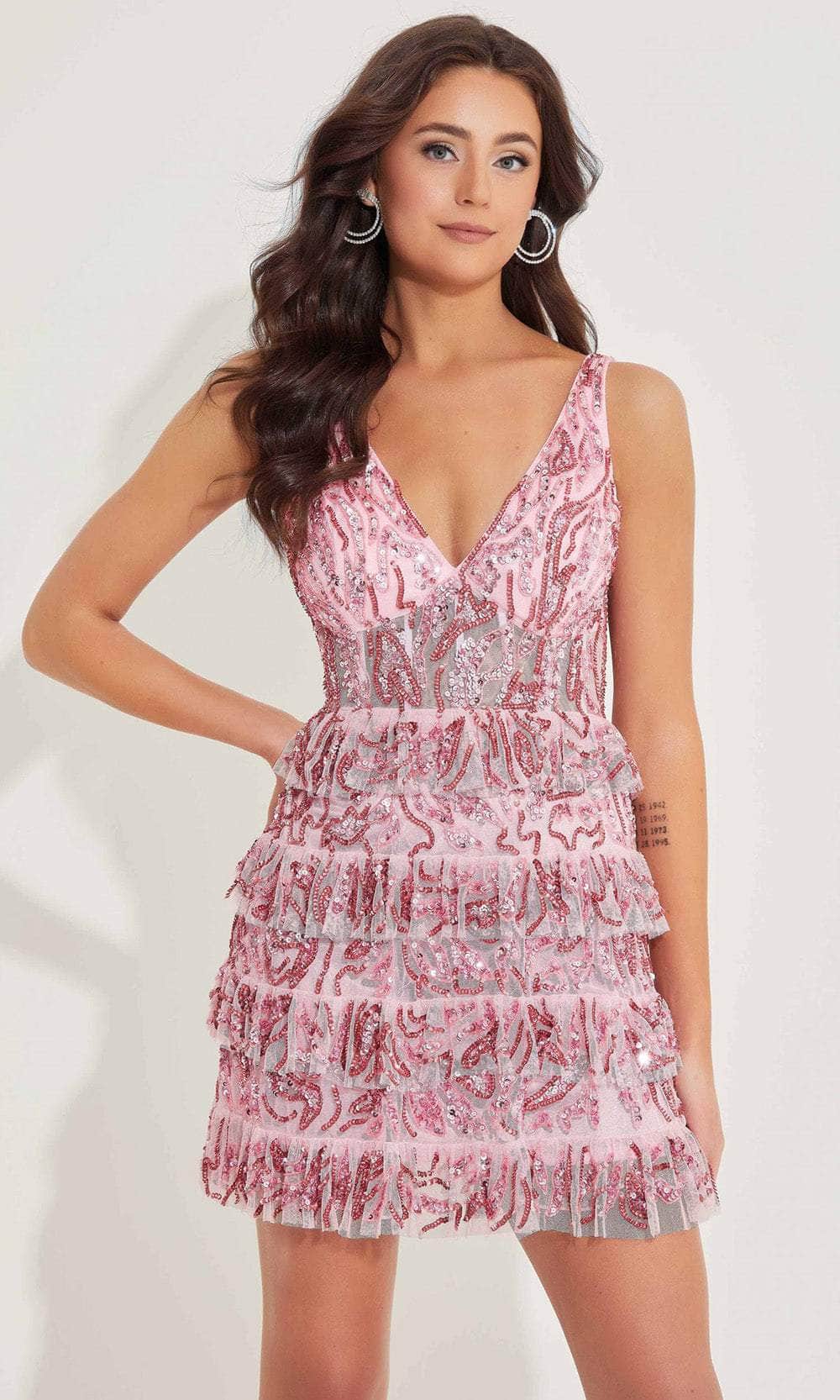 Primavera Couture 4203 - Ruffled V-Neck Cocktail Dress - view 10