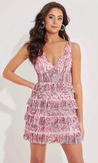 Primavera Couture 4203 - Ruffled V-Neck Cocktail Dress - view 10