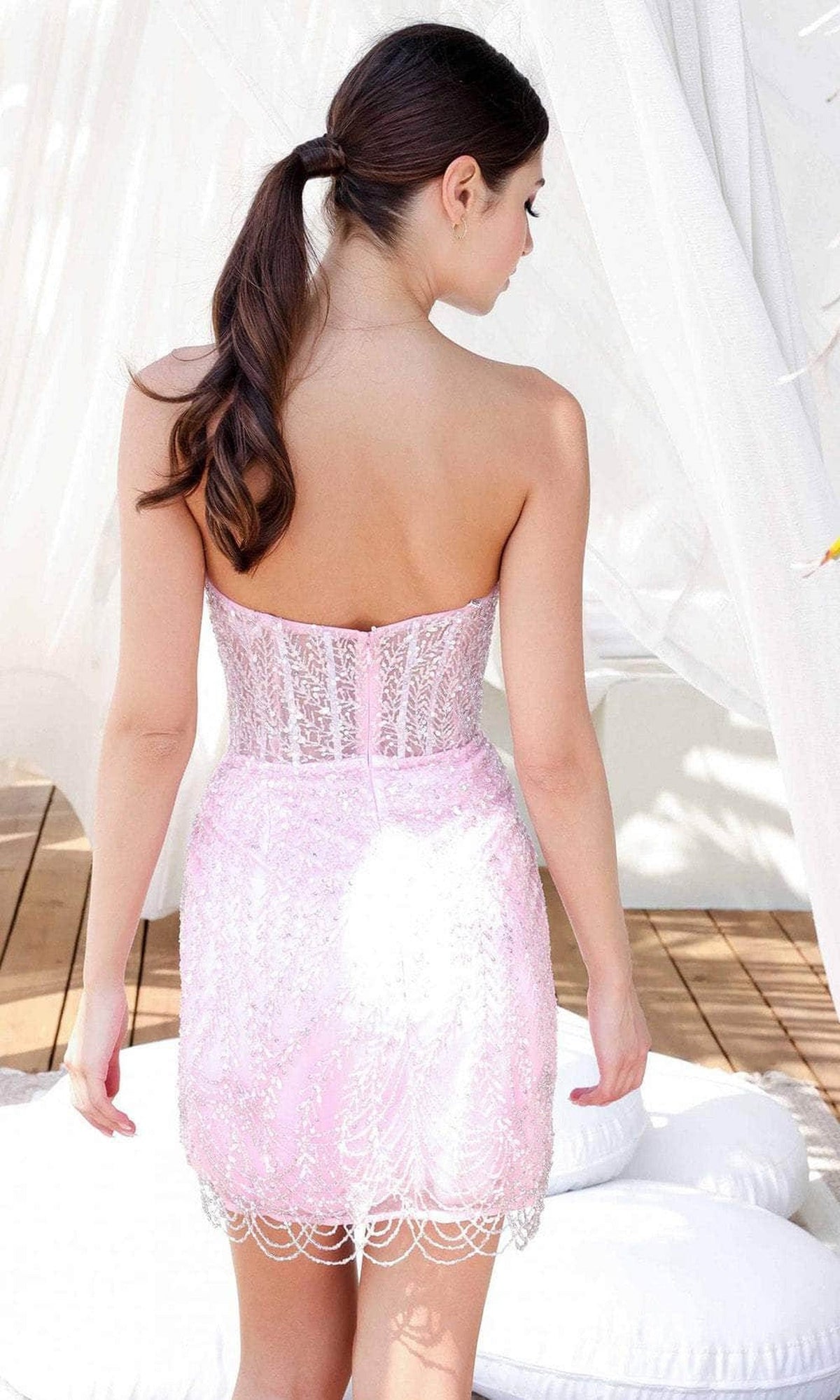 Primavera Couture 4213 - Strapless Sequins Cocktail Dress