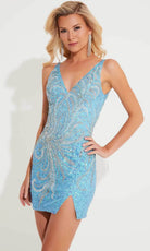 Primavera Couture 4223 - Deep V-Neck Sequin Cocktail Dress - back view