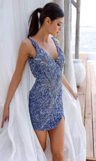 Primavera Couture 4223 - Deep V-Neck Sequin Cocktail Dress - view 9