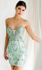 Primavera Couture 4226 - Plunging Neckline Beaded Cocktail Dress