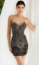 Primavera Couture 4226 - Plunging Neckline Beaded Cocktail Dress - detail view