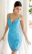 Primavera Couture 4230 - V-Neck Open Back Cocktail Dress