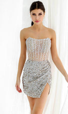 Primavera Couture 4231 - Corset Bodice Bead Embellished Cocktail Dress - designer homecoming dress at Silhouette Dresses