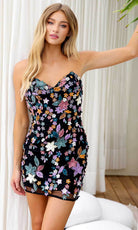Primavera Couture 4235 - Strapless Floral Embellished Cocktail Dress - designer homecoming dress at Silhouette Dresses