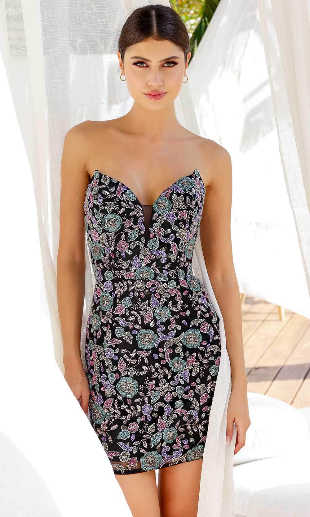 Primavera Couture 4237 - Beaded Strapless Cocktail Dress - detail view