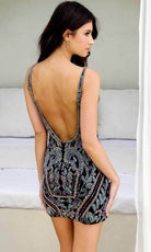 Primavera Couture 4238 - Beaded Plunging V-Neck Cocktail Dress