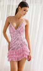 Primavera Couture 4242 - V-Neck Tiered Cocktail Dress - view 5
