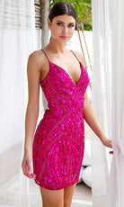 Primavera Couture 4250 - V-Neck Sequin Embellished Cocktail Dress - back view