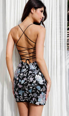 Primavera Couture 4257 - Sequin Floral Patter Cocktail Dress - back view