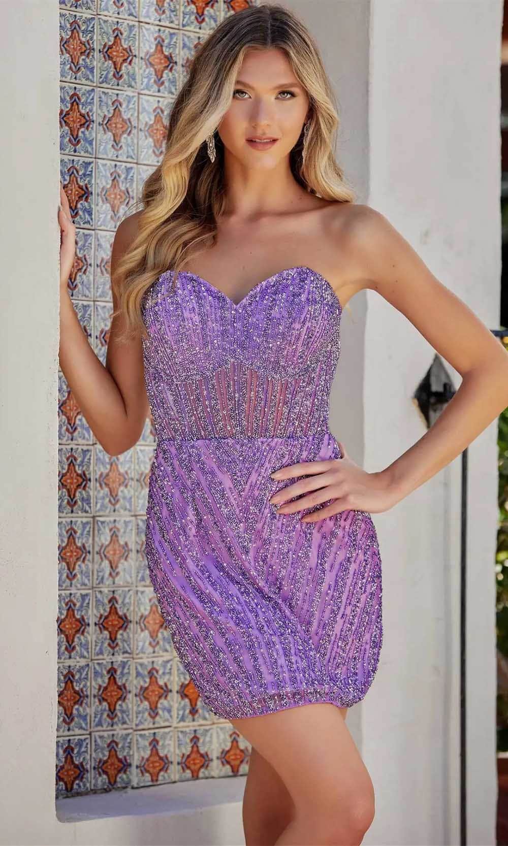 Primavera Couture 4268 - Fully Beaded Sweetheart Cocktail Dress - back view