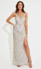 Primavera Couture 4299 - Scallop V-Neck Prom Dress - detail view