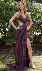 Primavera Couture 4308 - Cutout Waist Beaded Ornate Prom Dress - designer prom dress at Silhouette Dresses